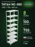 Стеллаж металлический Титан МС-500 2300х700х400 8 полок Стеллаж металлический Титан МС-500 2300х700х400 8 полок